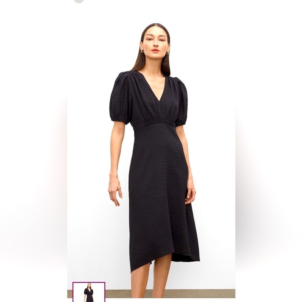 Club Monaco V Neck Puff Sleeve Crepe Dress Small